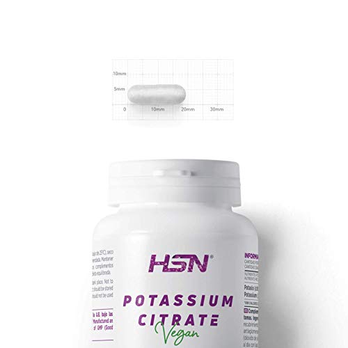 Citrato de Potasio de HSN | 600mg de Potasio Elemental por Dosis Diaria | Potassium Citrate de Alta Concentración | No-GMO, Vegano, Sin Gluten | 120 Cápsulas Vegetales