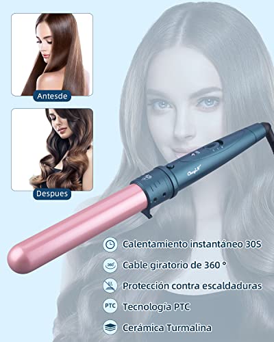 CkeyiN Rizador de Pelo,Planchas Rizadoras de Profesional,32mm de cerámica para el pelo,Tenazas Para Rizar el Pelo for Travel,Temperatura 150-230 ℃ Ajustablepara,Guante Resistente al Calor Incluido