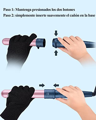 CkeyiN Rizador de Pelo,Planchas Rizadoras de Profesional,32mm de cerámica para el pelo,Tenazas Para Rizar el Pelo for Travel,Temperatura 150-230 ℃ Ajustablepara,Guante Resistente al Calor Incluido