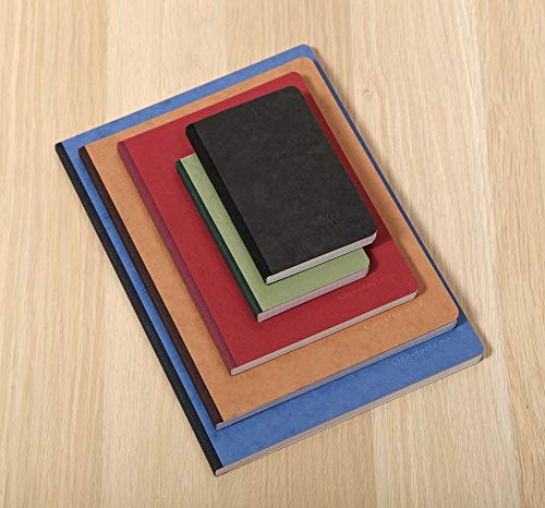 Clairefontaine 795402C Collection Age Bag Un Carnet Cousu Dos Toilé Rouge - A5 14,8x21 cm - 192 Pages Unies Blanches - Papier 90 g - Couverture Carte Lustrée Grain Cuir