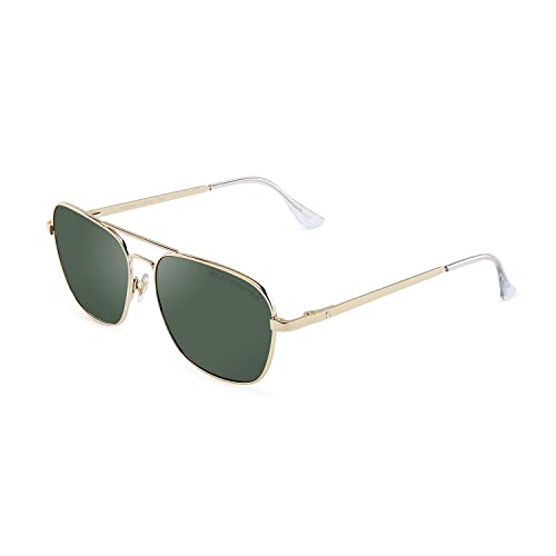 CLANDESTINE B-Pilot 18 Gold Dark Green - Gafas de sol Nylon HD Hombre & Mujer