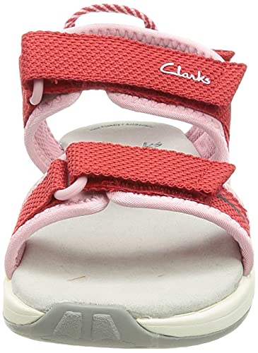 Clarks Expo Sea K, Sandalia Niñas, Red Synthetic, 30 EU