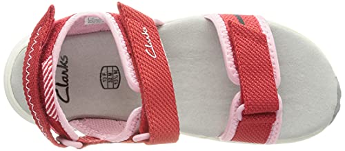 Clarks Expo Sea K, Sandalia Niñas, Red Synthetic, 30 EU