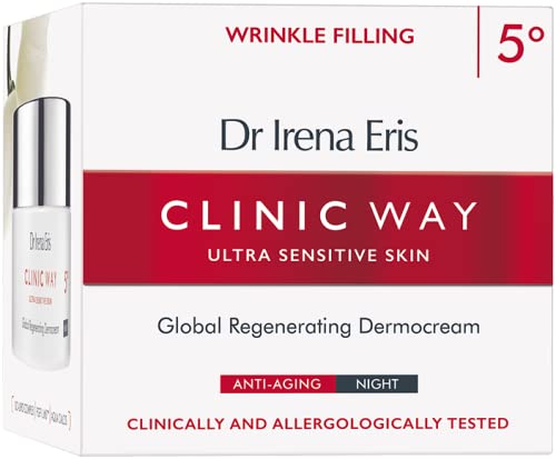 Clinic Way 5° - Crema de noche intensiva antiarrugas para cara y ojos, 70+ (50 ml)
