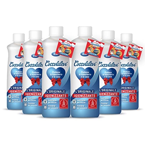 COCCOLATEVI Ambientador higienizante L'Originale, 6 envases de 300 ml, esencia para usar como perfume para la colada, ambientador casa o limpiador de suelos.