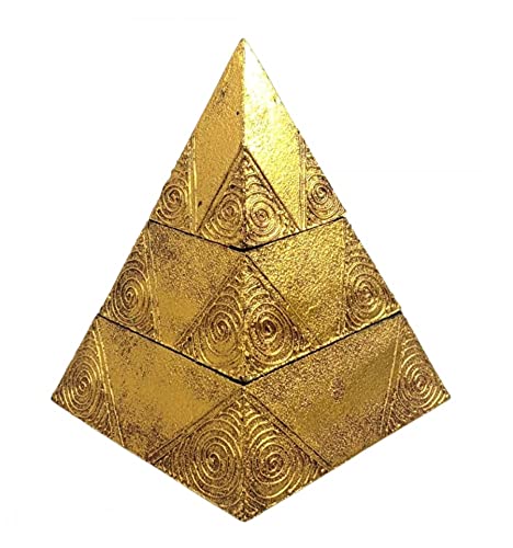 Coco Papaya - Joyero dorado, pirámide 25 cm, decoración en espirales