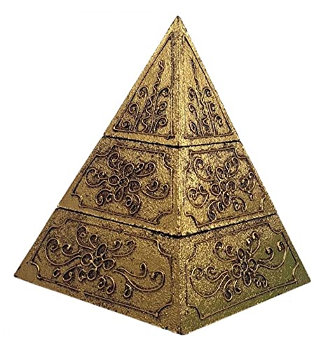 Coco Papaya - Joyero dorado, pirámide 25 cm, decoración floral