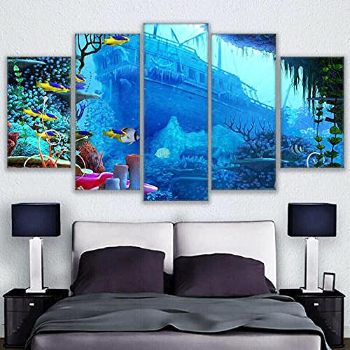 COCOCI Lienzo 5 Piezas Coral Reef Fish Underwater Lienzos Decorativos Cuadros Grandes Baratos Cuadros Decoracion Cuadros para Dormitorios Modernos Cuadros Decoracion Regalos Personalizados