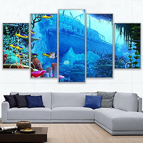 COCOCI Lienzo 5 Piezas Coral Reef Fish Underwater Lienzos Decorativos Cuadros Grandes Baratos Cuadros Decoracion Cuadros para Dormitorios Modernos Cuadros Decoracion Regalos Personalizados