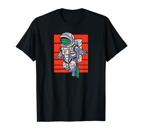 Cocodrilo astronauta con fondo rojo - comic anime manga Camiseta