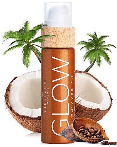 COCOSOLIS Glow Aceite Brillante - Hidratante Bio Oil - Brillo bronceador para rostro y cuerpo - Nuevo aroma de galletas (110 ml)