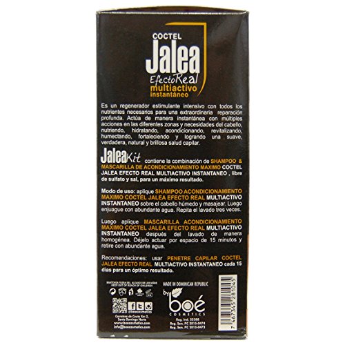 Coctel Jalea Efecto Real de Boe. Set de Champú sin sulfatos de 315ml y mascarilla sin sulfatos de 285g. Jalea real para el cabello, sin parabenos con seda hidrolizada, vitaminas y minerales