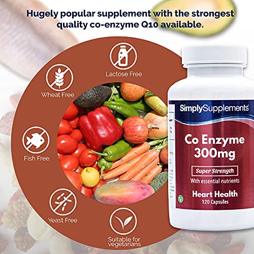 Coenzima Q10 300mg - ¡Bote para 4 meses! - Apto para veganos - 120 Cápsulas - SimplySupplements