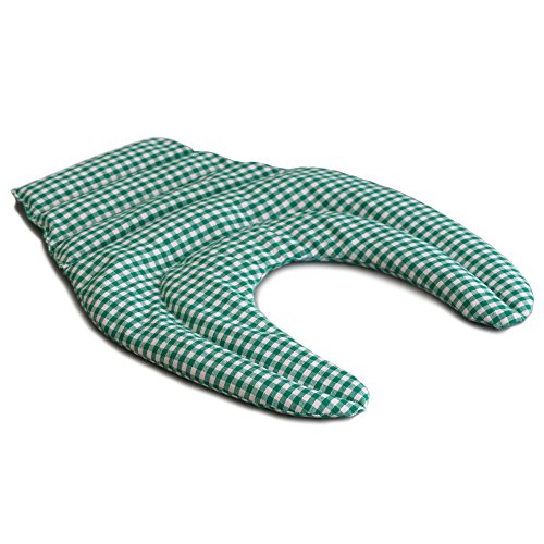 Cojín para el cuello con parte dorsale - verde y blanco - Saco térmico de semillas - Cojín caliente para la espalda - Almohada térmica - Semillas de grosellas