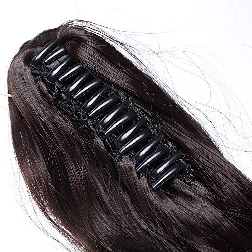Coleta Postiza Corta con Pinza Extensiones de Cabello Natural Clip Coleta Sintética Coletero Pelo Postizo para Mujer Rizada Ondulada 12 Pulgads(30cm,110g,Castaño Oscuro)