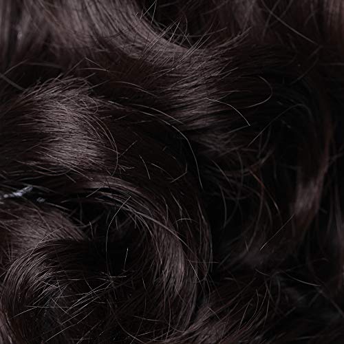 Coleta Postiza Corta con Pinza Extensiones de Cabello Natural Clip Coleta Sintética Coletero Pelo Postizo para Mujer Rizada Ondulada 12 Pulgads(30cm,110g,Castaño Oscuro)
