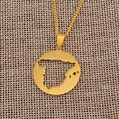 Colgante redondo de acero inoxidable España con mapa de España para mujer y hombre, colgante de oro, tarjeta de regalo #052721