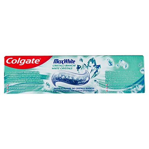 Colgate - Dentífrico Max White cristales blancos, 75 ml