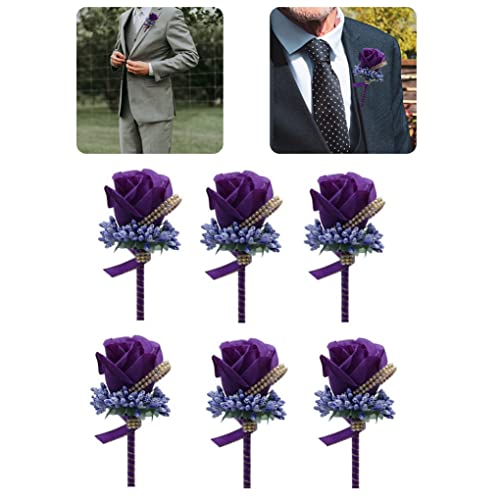 Collar Buen Rose Boutonniere para Boda Artificial Rose Boutonniere Simulación Flower Corsage Groom Broche Pines Para Bodas 6pcs