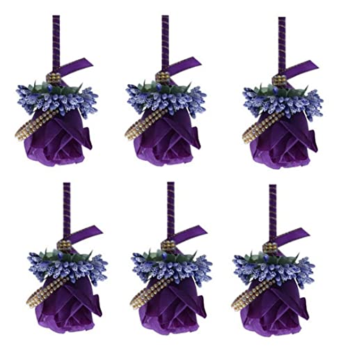 Collar Buen Rose Boutonniere para Boda Artificial Rose Boutonniere Simulación Flower Corsage Groom Broche Pines Para Bodas 6pcs