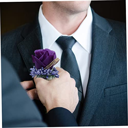 Collar Buen Rose Boutonniere para Boda Artificial Rose Boutonniere Simulación Flower Corsage Groom Broche Pines Para Bodas 6pcs