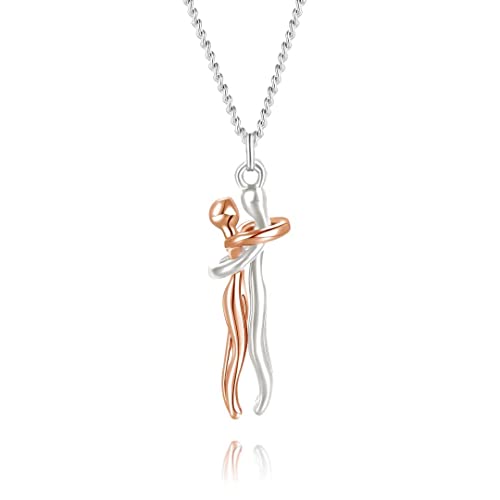 Collar con colgante de abrazo personalizado para pareja, collar de abrazo afectuoso grabado con 2 nombres para mujeres y hombres, para el día de San Valentín