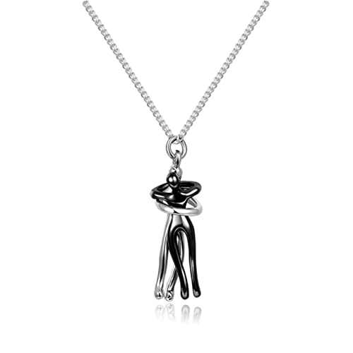 Collar con colgante de abrazo personalizado para pareja, collar de abrazo afectuoso grabado con 2 nombres para mujeres y hombres, para el día de San Valentín