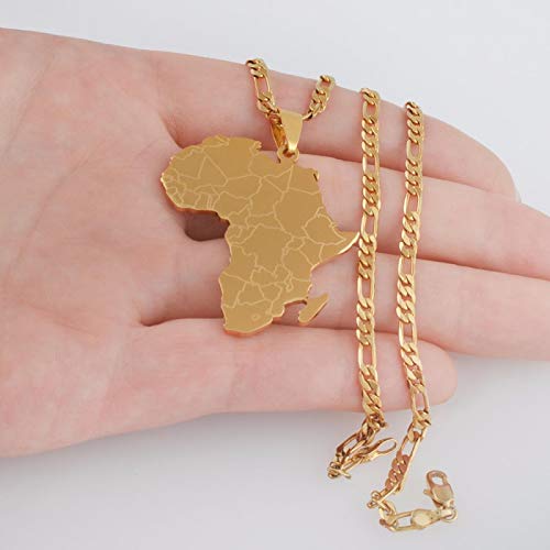 Collar con colgante de mapa de África, estilo hip hop, para mujer, hombre, tarjeta de regalo #043821