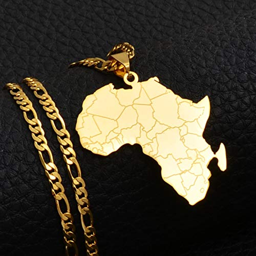 Collar con colgante de mapa de África, estilo hip hop, para mujer, hombre, tarjeta de regalo #043821