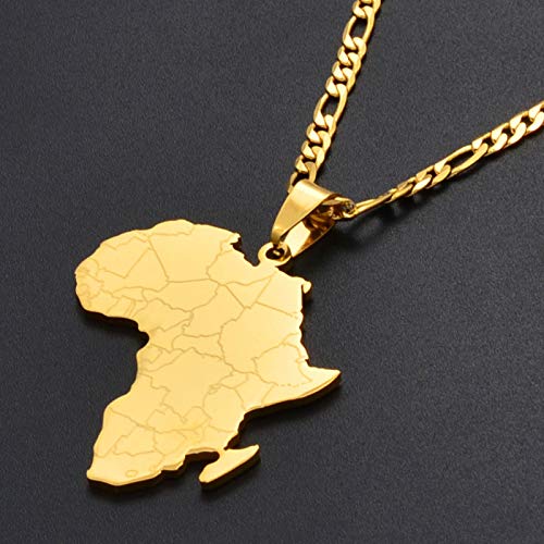 Collar con colgante de mapa de África, estilo hip hop, para mujer, hombre, tarjeta de regalo #043821