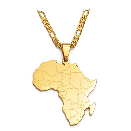 Collar con colgante de mapa de África, estilo hip hop, para mujer, hombre, tarjeta de regalo #043821