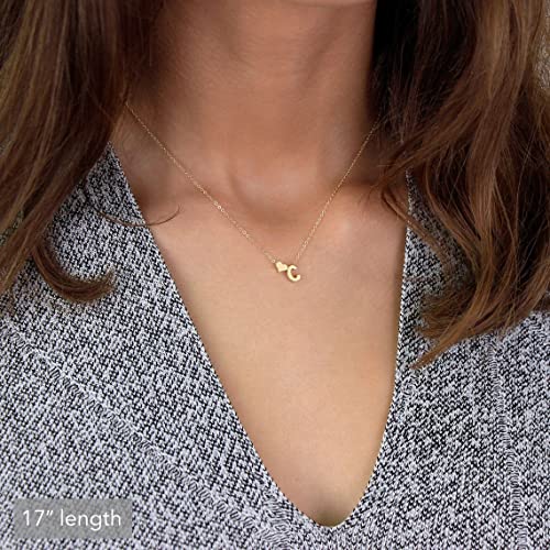 Collar de mujer, Nombre personalizado, Collar con Nombre Inicial Chapado en Oro joyería de Mejor Amiga Regalo de Mujer Regalo personalizado para ella (F, Gold)