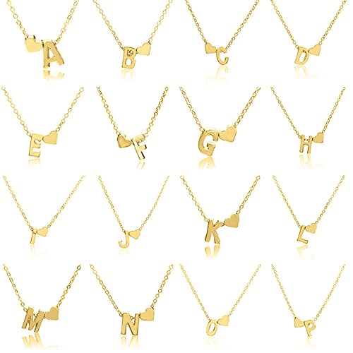 Collar de mujer, Nombre personalizado, Collar con Nombre Inicial Chapado en Oro joyería de Mejor Amiga Regalo de Mujer Regalo personalizado para ella (F, Gold)