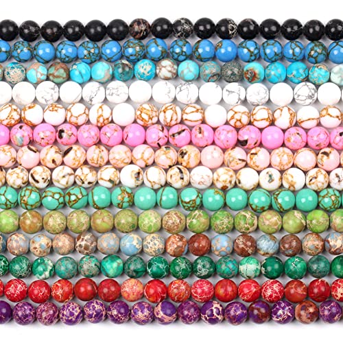 Collar de piedra natural turquesa mar sedimento jaspe cáscara libre imperial perlas para la fabricación de joyas-Naranja imperial_12mm 29 a 30pcs