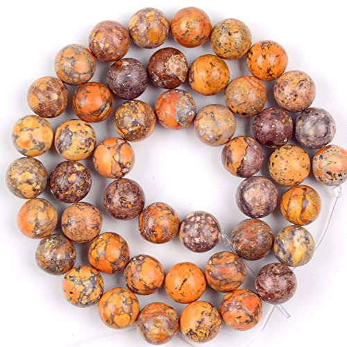 Collar de piedra natural turquesa mar sedimento jaspe cáscara libre imperial perlas para la fabricación de joyas-Naranja imperial_12mm 29 a 30pcs