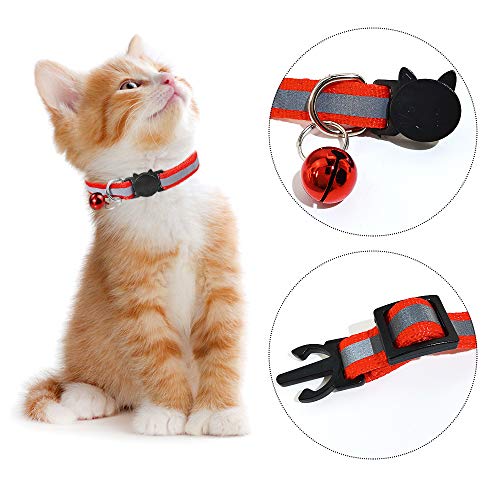 Collar Reflectante Gatos pequeño，12 Piezas Collares de Gato Collar Gato con Campana y Hebilla de Seguridad，para la mayoría de los Gatos domésticos