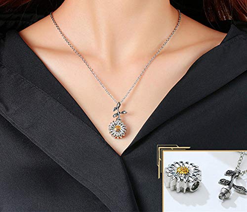 Collares Colgante Joyas Lindo Colgante De Margarita para Mujer Urna De Cremación Conmemorativa Ashesvial Difusor De Perfume Collar De Crisantemo Regalo Significativo