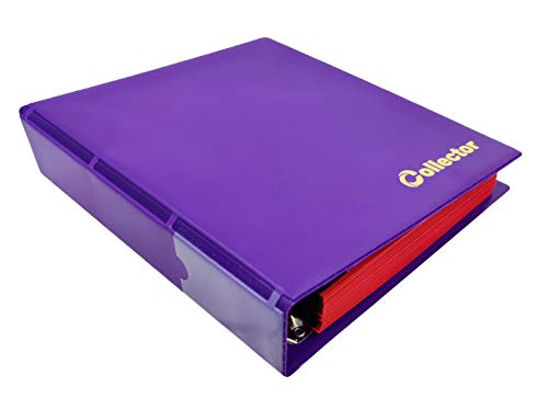 COLLECTOR Álbum de colección de monedas para 280 monedas de diferentes tamaños, para monedas de 2 euros y otras medianas – con páginas y separadores rojos + índice, color morado pastel