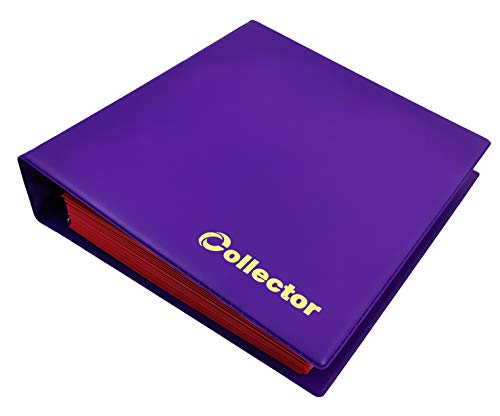 COLLECTOR Álbum de colección de monedas para 280 monedas de diferentes tamaños, para monedas de 2 euros y otras medianas – con páginas y separadores rojos + índice, color morado pastel