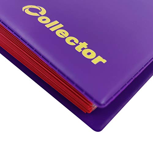 COLLECTOR Álbum de colección de monedas para 280 monedas de diferentes tamaños, para monedas de 2 euros y otras medianas – con páginas y separadores rojos + índice, color morado pastel