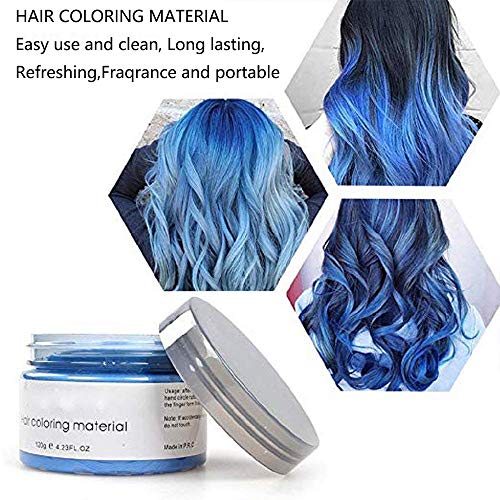 Coloración del cabello Cera Desechable Peinado mate instantáneo Crema de barro Pomadas para el cabello para niños Hombres Mujeres Cosplay Cosplay Discoteca Mascarada Transformación (Azul)