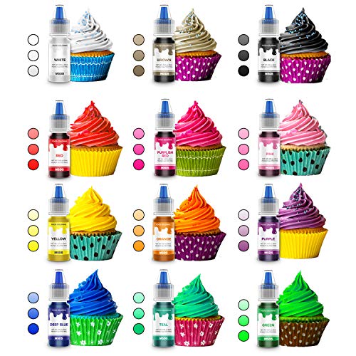 Colorante Alimentario Reposteria Set 12pcs, Abree Food Coloring Alta Concentración Colorante Comestible Liquido para Colorear Bebidas Pasteles Helados