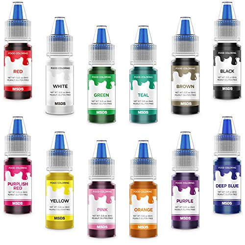 Colorante Alimentario Reposteria Set 12pcs, Abree Food Coloring Alta Concentración Colorante Comestible Liquido para Colorear Bebidas Pasteles Helados