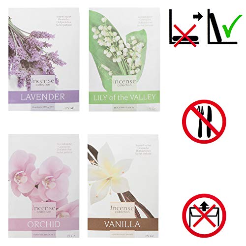 com-four® 12 Bolsitas perfumadas con Diferentes Aromas - Bolsitas para baño, cajones, armarios, Habitaciones y Coches (12 Piezas 3 Veces por Fragancia)