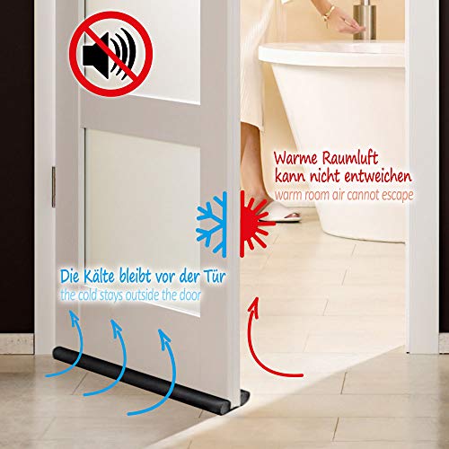 com-four® 3X tapón de Tiro para la Puerta - Junta Inferior de la Puerta - tapón de Tiro con Doble Junta - protección contra Corrientes de Aire y Ruido - 86 cm (003 Piezas)