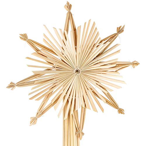 com-four La Parte Superior del árbol de Navidad de Paja, la Parte Superior del árbol de Navidad Estrella de Paja para Navidad, la Parte Superior del Abeto para su árbol de Navidad, 24.5 cm