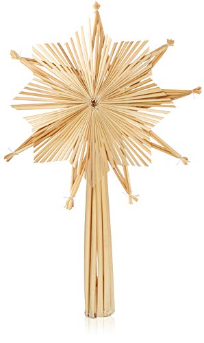 com-four La Parte Superior del árbol de Navidad de Paja, la Parte Superior del árbol de Navidad Estrella de Paja para Navidad, la Parte Superior del Abeto para su árbol de Navidad, 24.5 cm