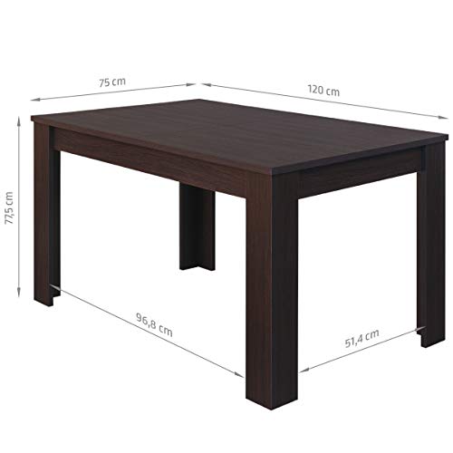 COMIFORT – Mesa De Comedor Extensible Moderna de 120 a 170 cm, Medidas 120/170x75x78 cm, Disponible en Colores: Blanca, Blanco/Roble, Roble, Wengué, Nordic (WENGUE)