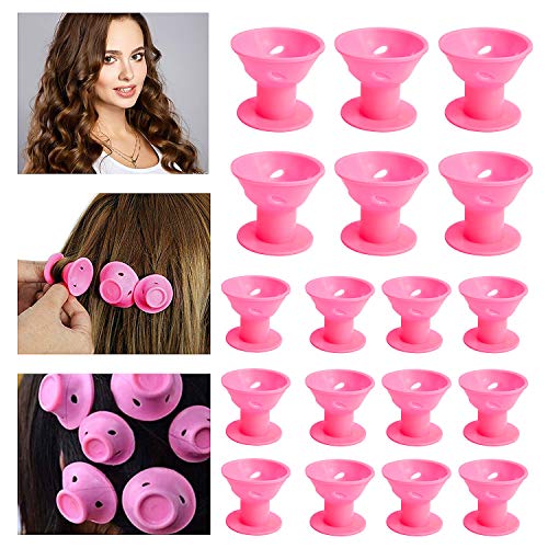 Comius Sharp 40 Pcs Rulos para el Pelo de Silicona, Sin Calor Sin Clip Rulos Magicos Cabello Largo, 20 Grandes + 20 Pequeños Flexibles Rizador Pelo (PINK) …
