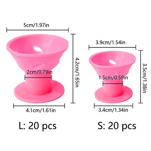 Comius Sharp 40 Pcs Rulos para el Pelo de Silicona, Sin Calor Sin Clip Rulos Magicos Cabello Largo, 20 Grandes + 20 Pequeños Flexibles Rizador Pelo (PINK) …